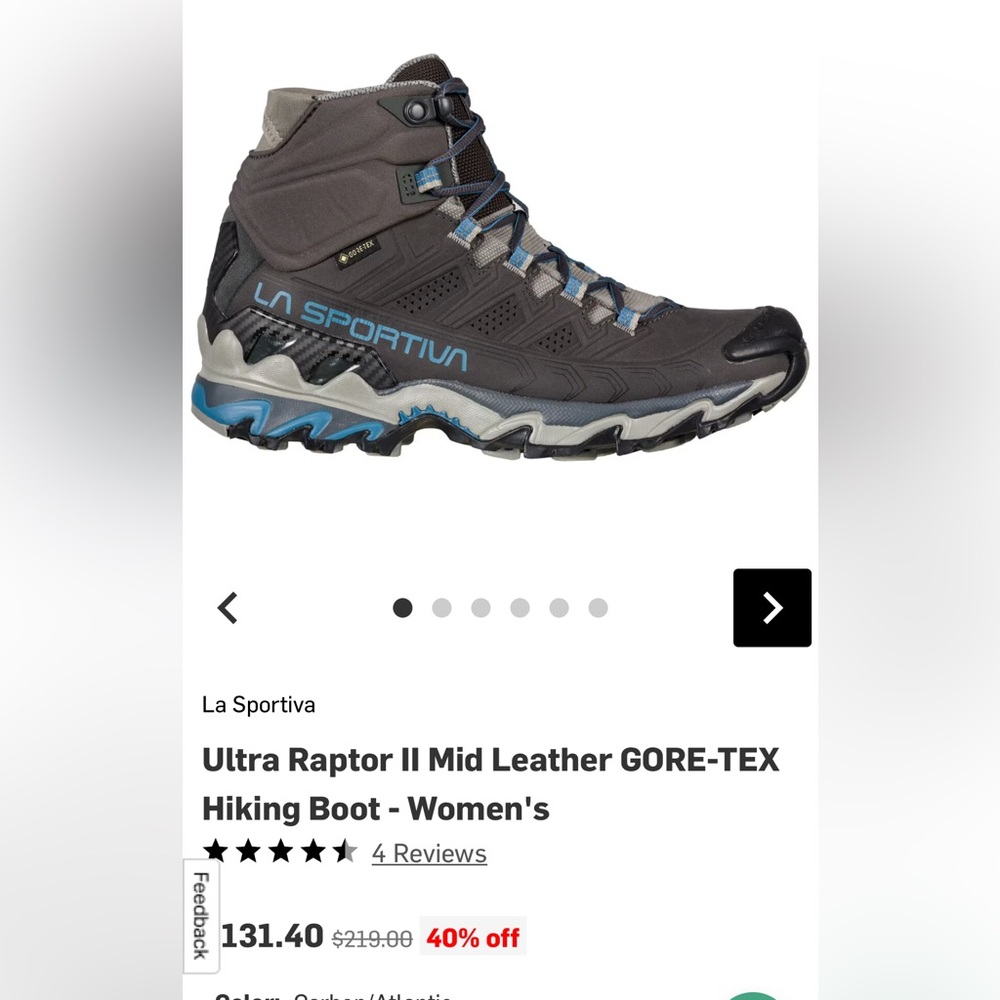 La Sportiva Women’s Ultra Raptor II leather GoreTex Hiking Boots Size 7.5 New